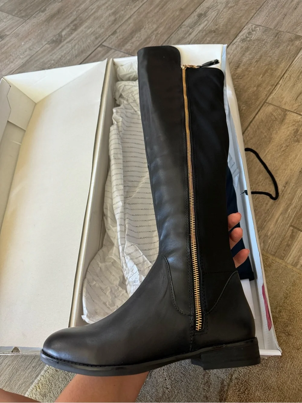 Black Over-the-Knee Zip Riding Boots
